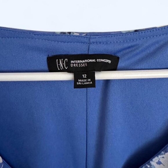 Blue Floral Wrap-Style Dress - Picture 3 of 8